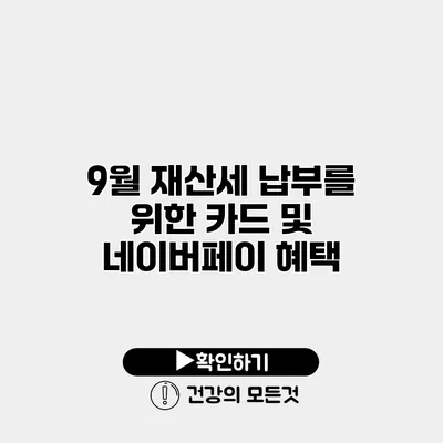 9월 재산세 납부를 위한 카드 및 네이버페이 혜택