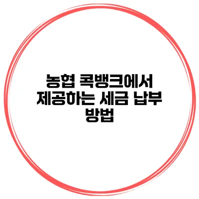 농협 콕뱅크에서 제공하는 세금 납부 방법