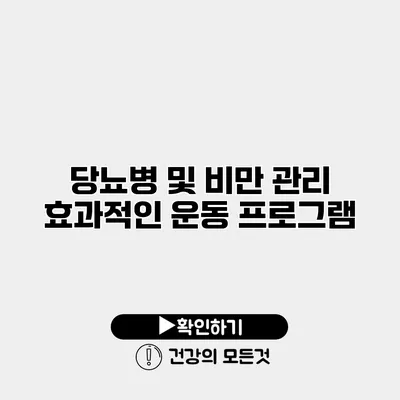 당뇨병 및 비만 관리 효과적인 운동 프로그램