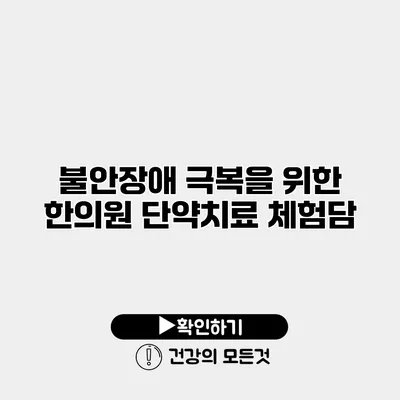 불안장애 극복을 위한 한의원 단약치료 체험담