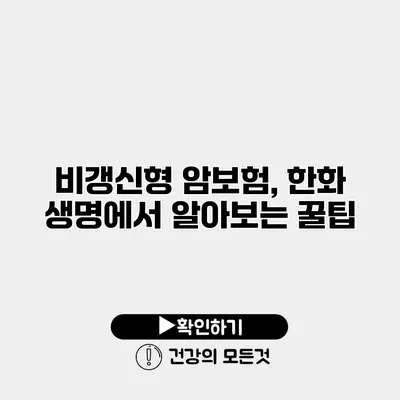 비갱신형 암보험, 한화 생명에서 알아보는 꿀팁