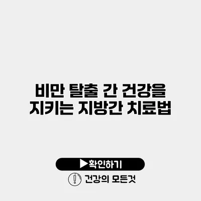 비만 탈출 간 건강을 지키는 지방간 치료법