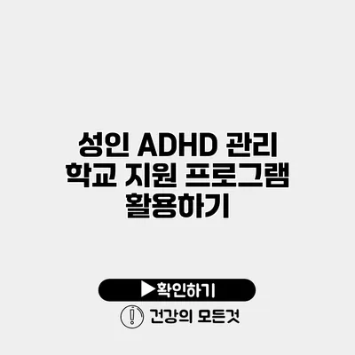 성인 ADHD 관리 학교 지원 프로그램 활용하기