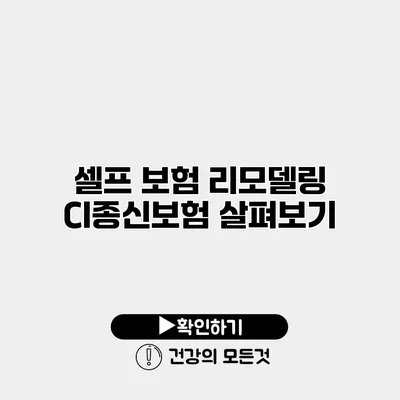 셀프 보험 리모델링 CI종신보험 살펴보기
