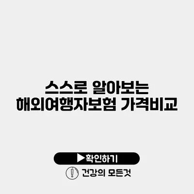 스스로 알아보는 해외여행자보험 가격비교