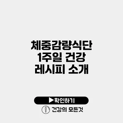체중감량식단 1주일 건강 레시피 소개