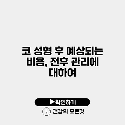 코 성형 후 예상되는 비용, 전후 관리에 대하여