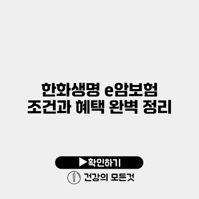 한화생명 e암보험 조건과 혜택 완벽 정리