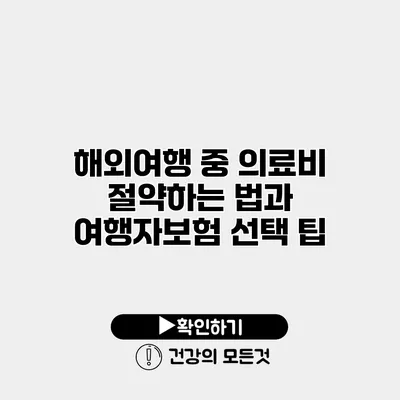 해외여행 중 의료비 절약하는 법과 여행자보험 선택 팁