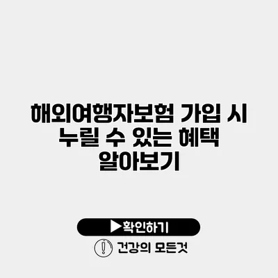 해외여행자보험 가입 시 누릴 수 있는 혜택 알아보기