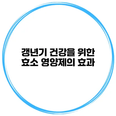 갱년기 건강을 위한 효소 영양제의 효과