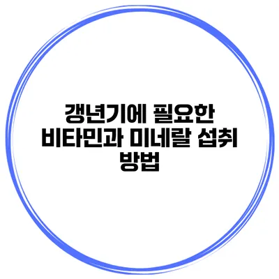 갱년기에 필요한 비타민과 미네랄: 섭취 방법