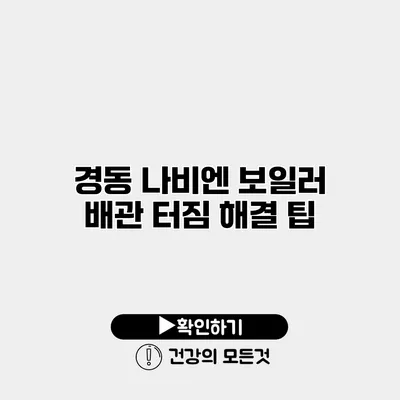 경동 나비엔 보일러 배관 터짐 해결 팁