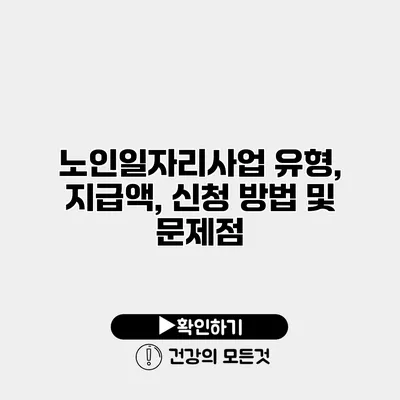 노인일자리사업 유형, 지급액, 신청 방법 및 문제점