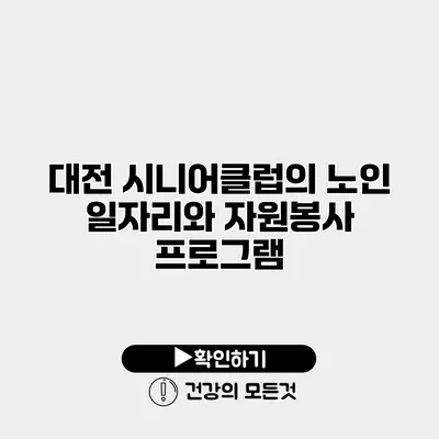 대전 시니어클럽의 노인 일자리와 자원봉사 프로그램