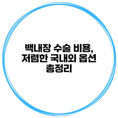 백내장 수술 비용, 저렴한 국내외 옵션 총정리