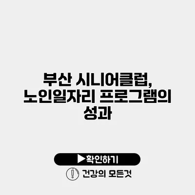 부산 시니어클럽, 노인일자리 프로그램의 성과