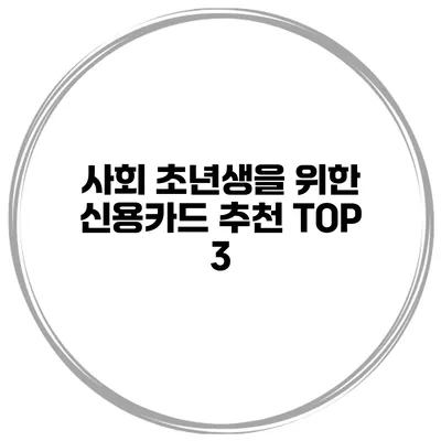 사회 초년생을 위한 신용카드 추천 TOP 3