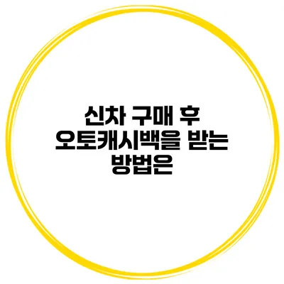 신차 구매 후 오토캐시백을 받는 방법은?
