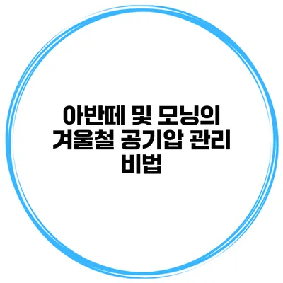 아반떼 및 모닝의 겨울철 공기압 관리 비법