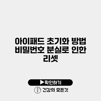 아이패드 초기화 방법 비밀번호 분실로 인한 리셋