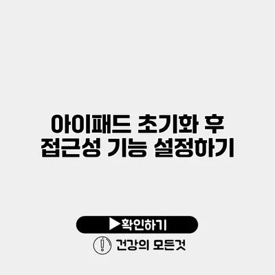 아이패드 초기화 후 접근성 기능 설정하기