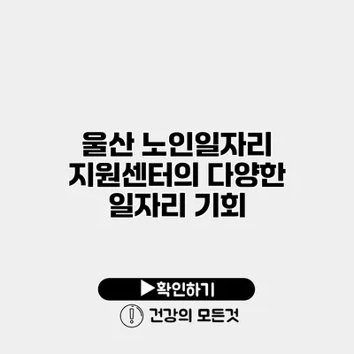 울산 노인일자리 지원센터의 다양한 일자리 기회