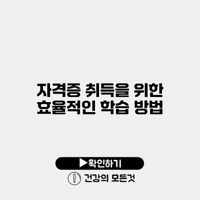 자격증 취득을 위한 효율적인 학습 방법