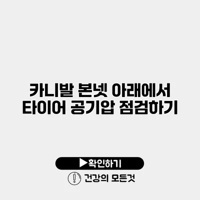카니발 본넷 아래에서 타이어 공기압 점검하기