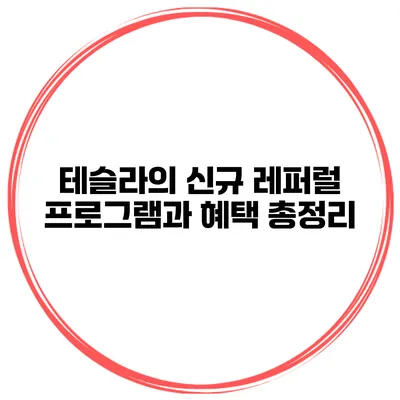 테슬라의 신규 레퍼럴 프로그램과 혜택 총정리